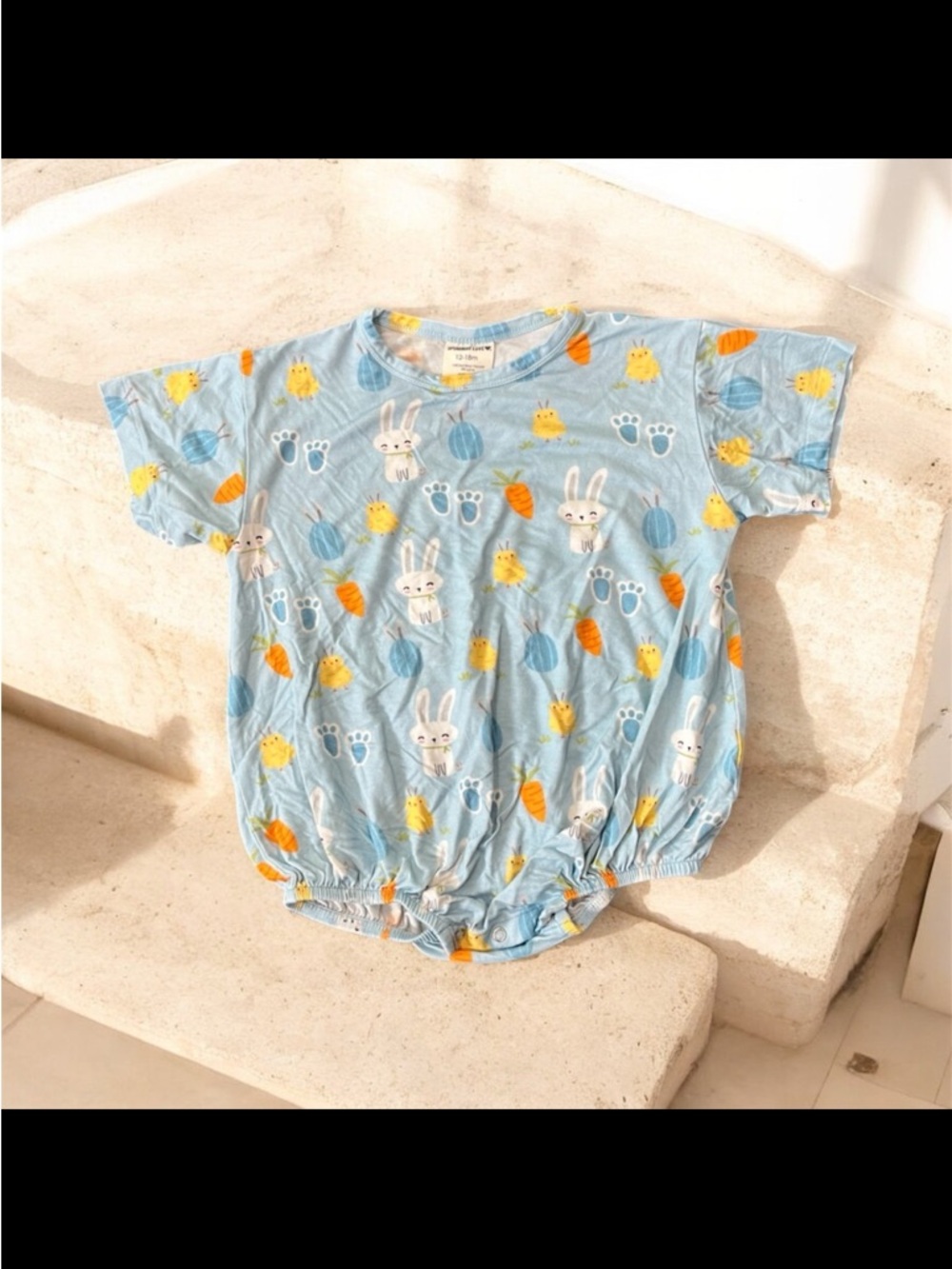 Spearmint Love Bamboo Easter Bunny & Chick Bubble Romper 12-18 Months